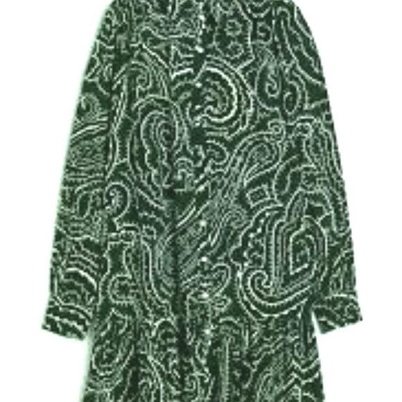 H&M Long-Sleeved Button-Down Paisley Shirt Dress - SMALL - NWT - Picture 2 of 10